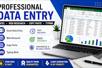 do data entry, excel and web research