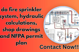 do fire sprinkler system, hydraulic calculations, shop drawings and nfpa permit