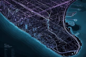 design custom vector city map and cartographic illustration in autocad