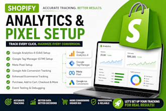 set up german shopify ga4, GTM, meta pixel conversion tracking google ads expert