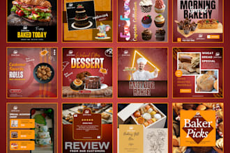 design bakery shop social media canva templates for instagram posts