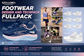 design a professional running shoe , and footwear tech pack