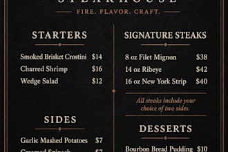 design a professional flyer, menu or brochure in canva