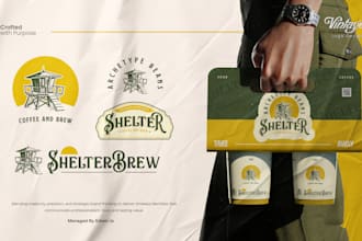 do 2 hand drawn vintage logo and brand identity for business