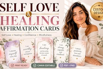 design beautiful self love and healing affirmation cards for etsy and print