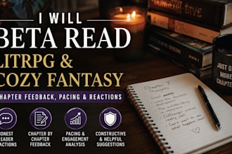 beta read  litrpg cozy fantasy novel with chapter feedback pacing and reactions