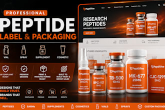 design peptide sarms supplement, vial, spray cosmetic label and packaging design