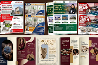 real estate brochure, property listing catalog, flyer, airbnb, sales newsletters