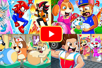 draw cartoon youtube thumbnails for kids channels