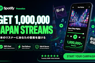 get 10,00,000 japan spotify streams spotify music promotion spotify album