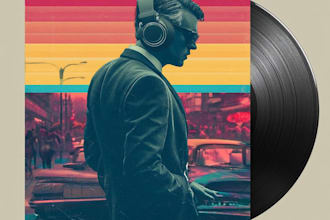 make vintage or retro album cover