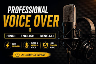 record a professional hindi, english and bengali voice over