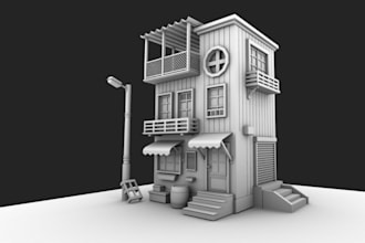 create game ready 3d stylized building and environment props