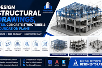 design structural drawings, steel and reinforced concrete, foundation plans