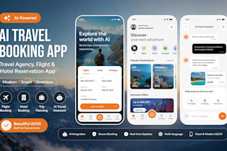 build ai travel booking app, travel agency app, flight and hotel reservation app