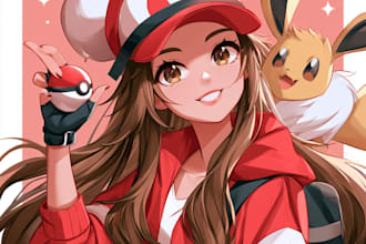 draw cute chibi anime character and social avatar