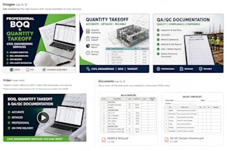 prepare boq, quantity takeoff and QA qc documents for civil projects