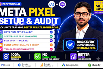 setup or audit meta pixel and server side tracking via GTM for shopify