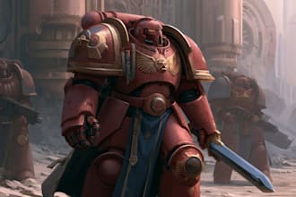 make a dark sci fi warhammer 40k character art