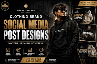 design premium clothing brand social media posts for insta