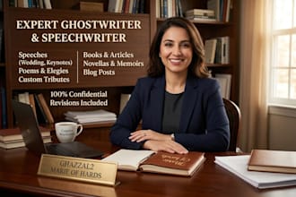 ghostwrite speeches poems elegies, books and articles for you