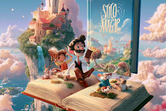 draw a cartoon book cover art