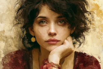 make a vintage oil painting portrait illustration
