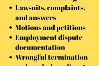write civil litigation documents,nda,lawsuits,employment disputes as a paralegal