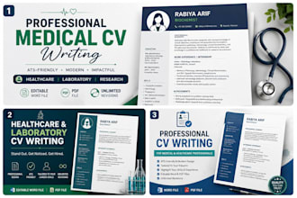 create a professional healthcare, laboratory or medical CV