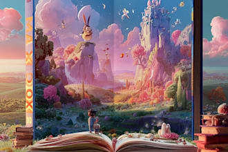 do cartoon book cover and children story book cover art