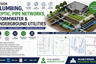 design plumbing, septic, pipe networks, stormwater and underground utilities