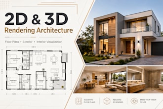 do autocad 2d floor plan, 3d floor plan design and architectural 3d rendering