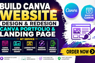 build canva website design and canva portfolio  landing page design redesign