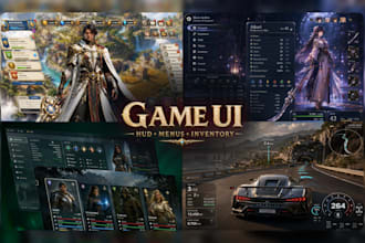 design game UI, hud, gui, game interface and 2d game assets