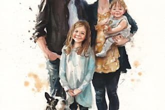 create watercolor family portrait