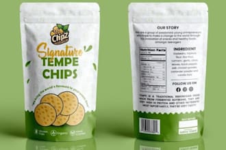 design chips, nuts, spice, dry rub and popcorn pouches packaging in adobe