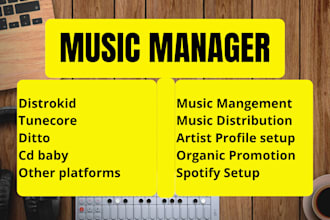 music manager distribute music on distrokid cdbaby ditto tunecore