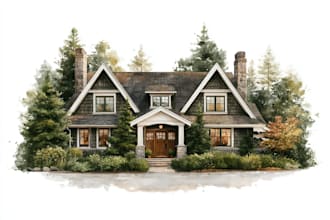 house in watercolor painting style