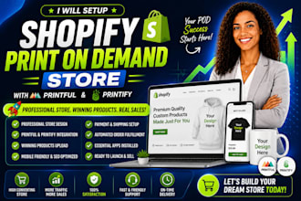 setup print on demand store, shopify print on demand, shopify printful, printify