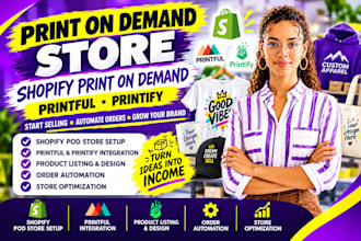 setup print on demand store, shopify print on demand, shopify printful, printify