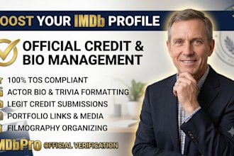 setup imdb profile, submit film credits and format actor bio