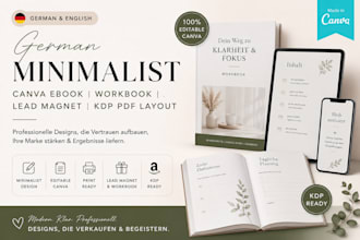 design german minimalist canva ebook, workbook, lead magnet, KDP PDF layout