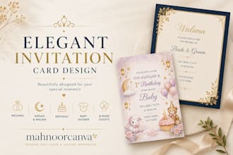 design elegant wedding, birthday and event invitation cards