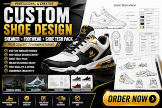design high quality sneaker shoe footwear shoe tech pack design expert