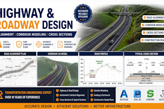 create highway, road alignment, cross sections and corridor design plans