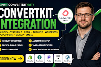 integrate convertkit kit shopify teachable podia thinkific wordpress popup form