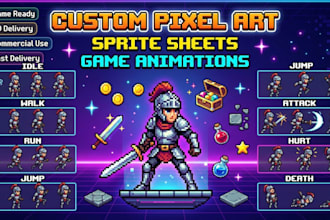 design pixel art sprite sheets and game animation
