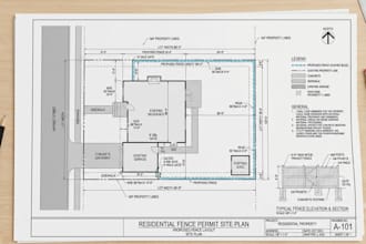 draw a fence permit site plan and property plot plan