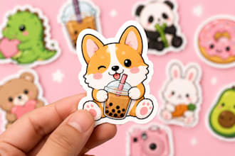 design custom cute illustration stickers