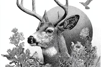 draw pen and ink dark art illustrations for merch and album cover
